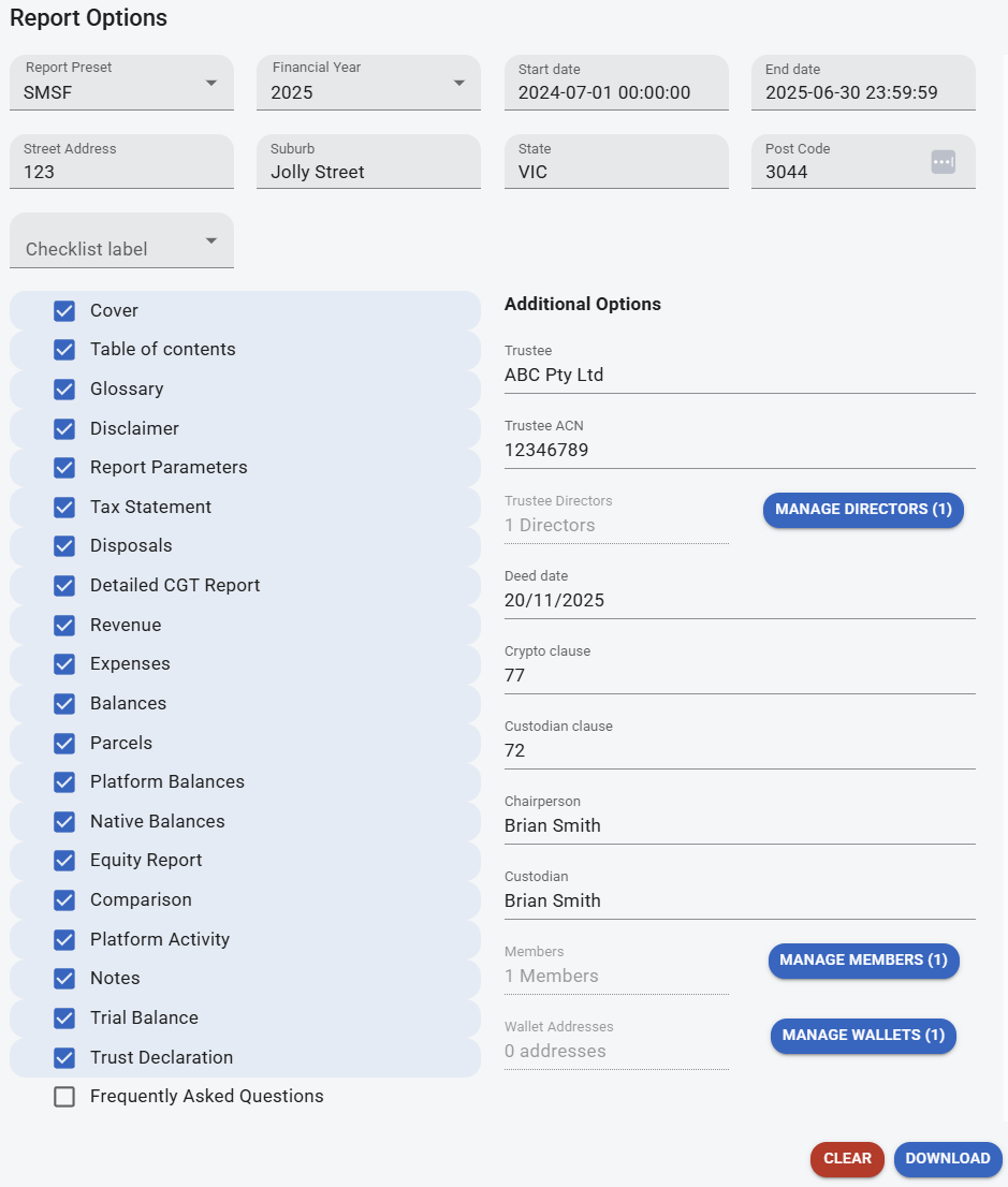 Token and Platform Balances Report