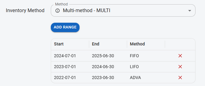 Multi-Year Tax Method Configuration